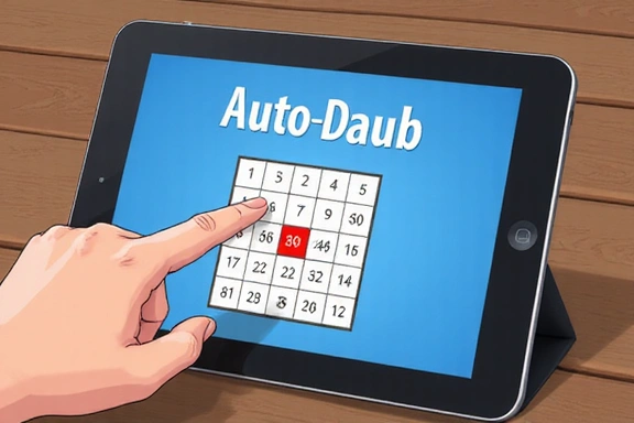 Player using an auto-dauber feature on a digital bingo card