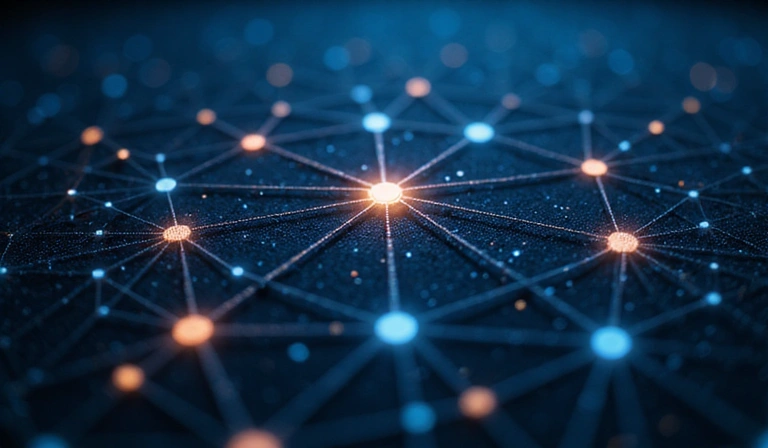 Abstract network of interconnected nodes, representing third-party data exchange