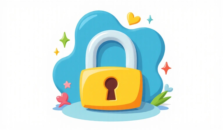 Illustration of a child-friendly padlock icon, symbolizing online safety for kids